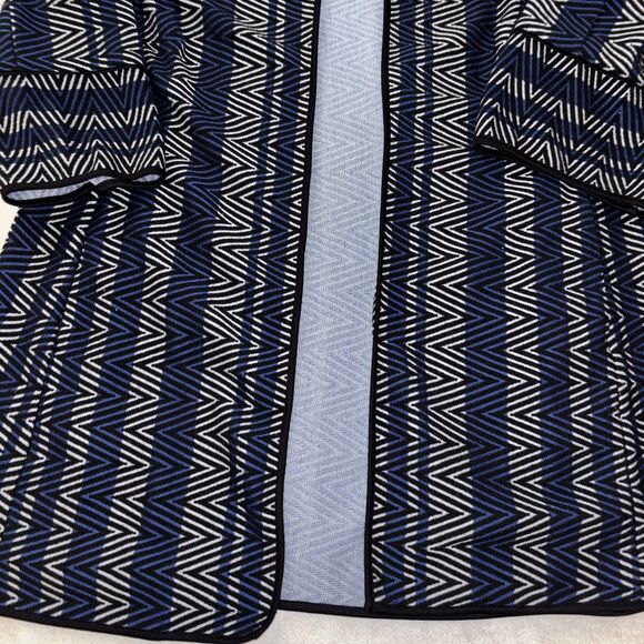 Jones Studio Jacket Long Geometric Print Open Front Dress Coat Blazer Pockets A - Picture 2 of 15